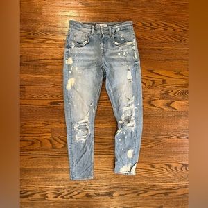 Zara Distressed Bleached Paint Splatter Jeans